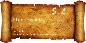 Sier Levente névjegykártya